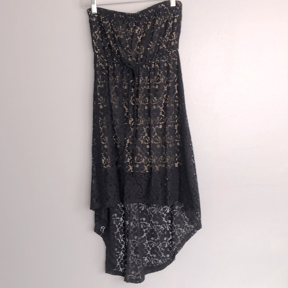 Juniors -Small, Strapless dress. Blackw/tan under